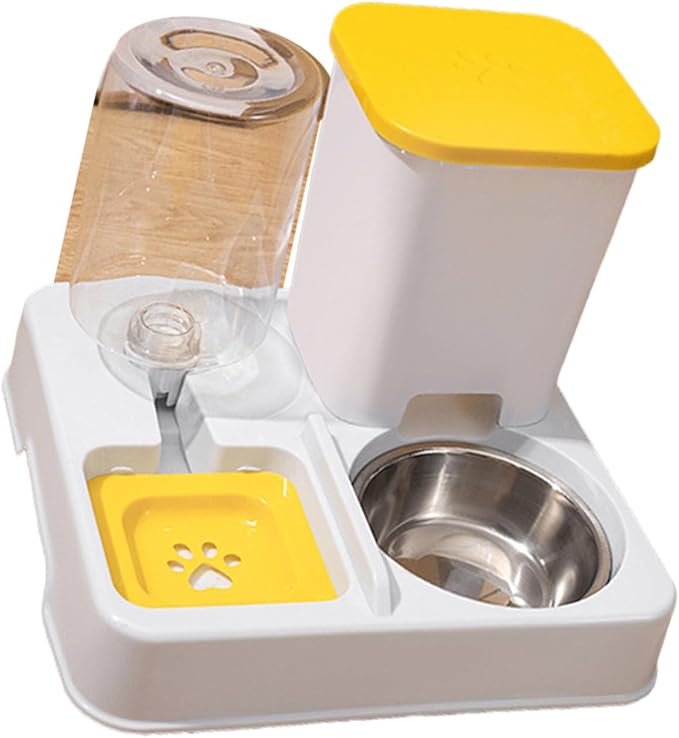 Automatic Pet Feeders and Water Dispenser, Small Pet Feeder and Waterer, with Removable Stainless Steel Bowl, for Cats & Dogs