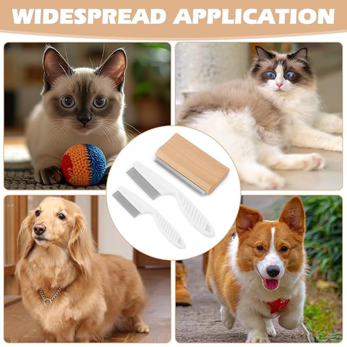 3pcs/pack Dog Brush for Shedding, Cat Brushes/Dog Brush Pet Hair Removal Tool with 2 Dematting Combs for Dogs, Cats, Horses, Painlessly Remove Grooming Supplies for Short & Long Hair, Fur & Dirt