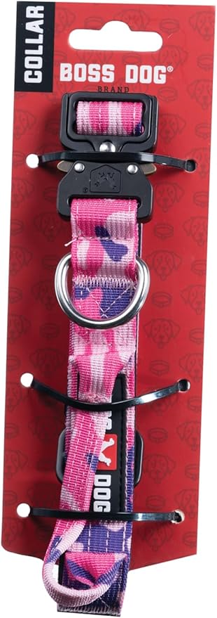Boss Dog Tactical Collar, Pink Camo, Small
