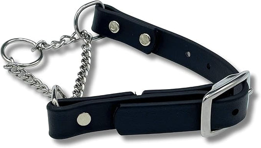 Martingale Collar for Dogs, Biothane, Stainless Steel Hardware, No Pull, Made in The USA, Professional Grade, XXL, Black