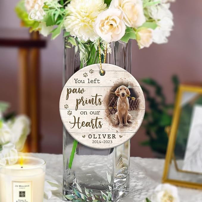 Dog Memorial Gifts, Personalized Pet Bereavement Ornament, Ceramic Christmas Decoration, Memorial Day Memorial Ornament, Dog Lover Gifts