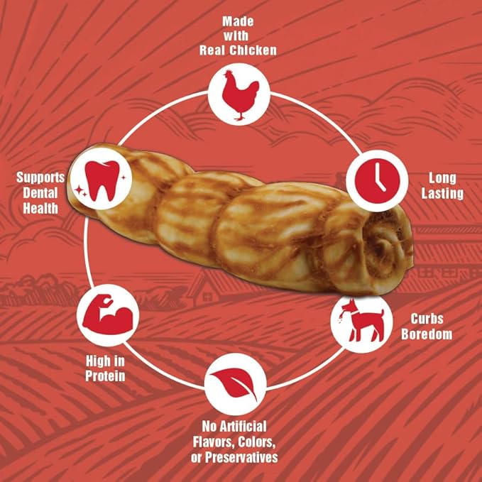 Chicken Coated Beef Cheek Rolls for Dogs - Large - 4 Pack