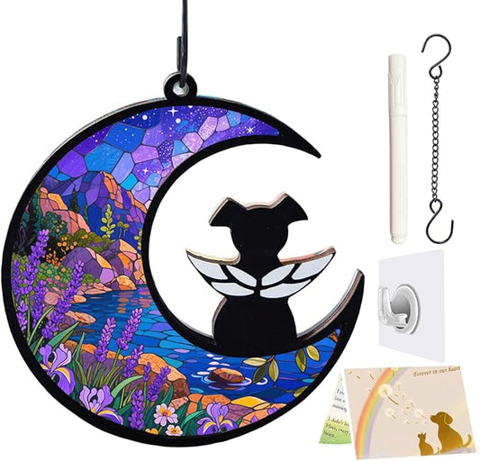 Dog Memorial Suncatcher, Loss of Dog Sympathy Gift for Pet Lovers, Cats Remembrance Ornament, Pet Memorial Gifts, Lavender