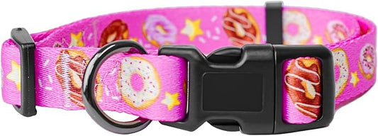 Dog Collar Adjustable Puppy Collar for Small Medium Large Dogs, Nylon Safety Collars with Leopard Print Night Visibility, Pink L