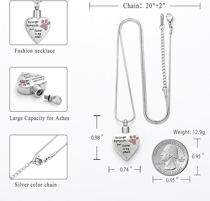 memorial jewelry Your Wings were Ready, But My Heart was Not Stainless Steel Carved Locket Cremation Urn Necklace for Pet Dog Cats