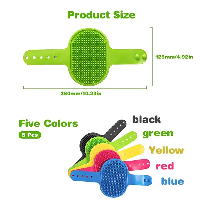 5 Pcs Dog Bath Brush, Silicone Dogs Brushes, Cat Corner Scratcher,2-in-1 Self-Groomer, Adjustable Silicone Pet Grooming Tool, Grooming Soothing Massage Brushes Dog Hair for Indoor Cats & Dogs