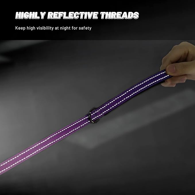 Roses&Poetry Reflective Dog Collar and Leash Set, Purple Martingale Dog Collar and Leash for Medium Dogs, Adjustable Durable Nylon Pet Collars with Leashes for Walking,Playing,Training（Mistyrose-M）