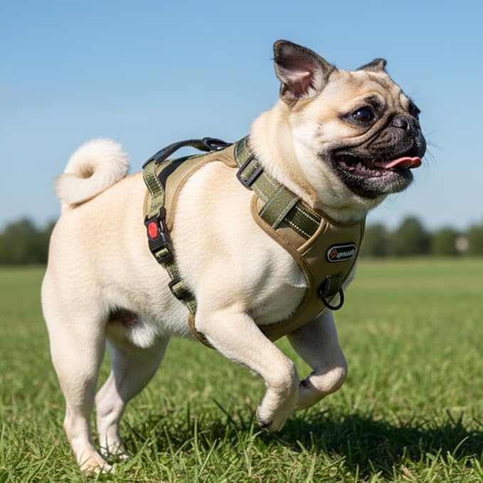 Tactical Dog Harness and Leash Set, No-Pull Adjustable Puppy Vest Collar with Handle, Dual Leash Clips, Reflective Oxford Chest Harnesses with Leashes for Small Dogs Pulling Support S Size
