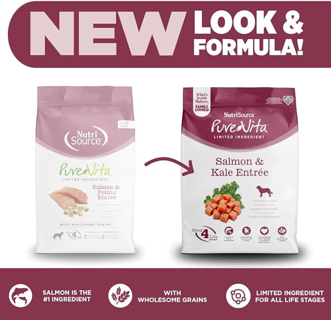 NutriSource Pure Vita Salmon & Kale Dog Food, 25LB