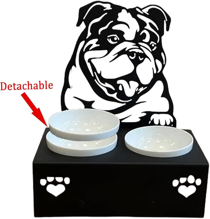 Personalized Dog Food Bowl Holder,Customized with Your Pet'S Name Pet Feeding Supplies Bowl Stainless Steel Dog Food and Water Dishes Gift for Pet Lovers (Bulldogge)