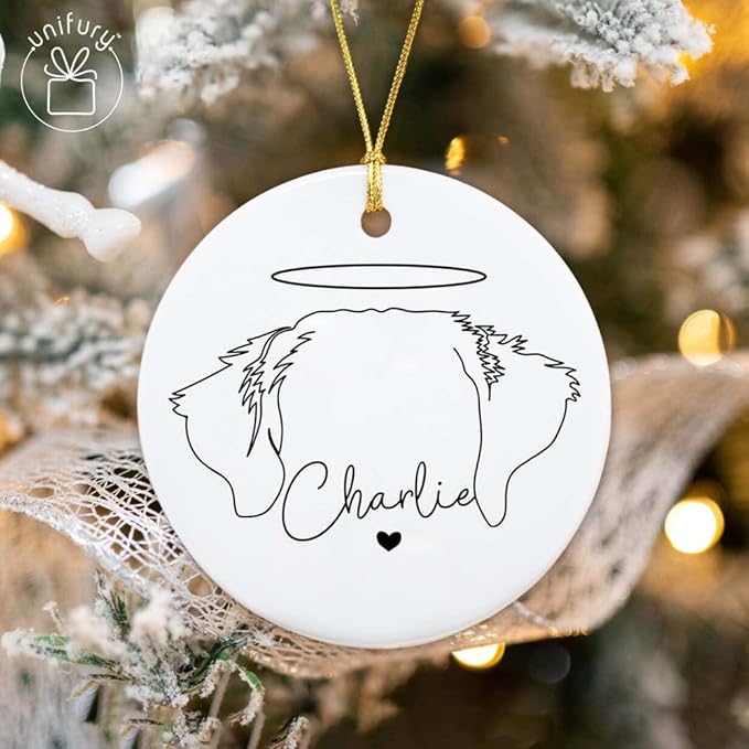 Unifury Custom Dog Memorial Ornament, Personalized Pet Loss Gift - Dog Ears