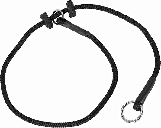 Dingo Gear Dog Choke Collar Hand Sewn Strong Polypropylene Braided Cord Two Limiters Waterproof Choker for K9 Training IGP Agitation Bite Work Obedience M - Black (S04048)