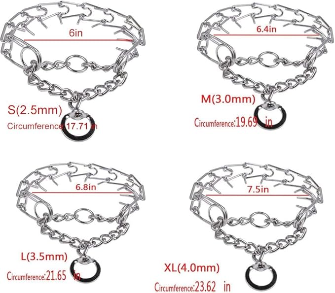 Darkyazi Durable Pinch Collar Stainless Steel Dog Adjustable Pet Training Collar for Medium Large Dogs (X-Large (2 Pack), Silver)
