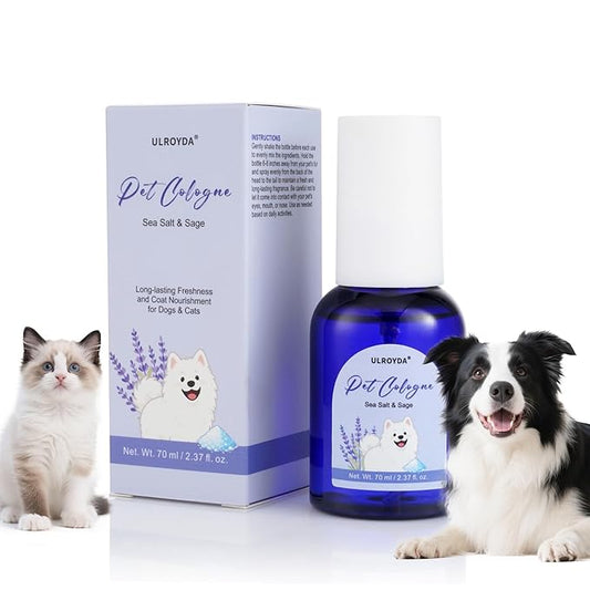 Pet Cologne Spray, Sea Salt & Sage Dog Perfume, Natural Ocean Scent, Deodorizing Grooming for Dogs and Cats, Alcohol-Free, Between Baths Freshener, 2.37 fl oz