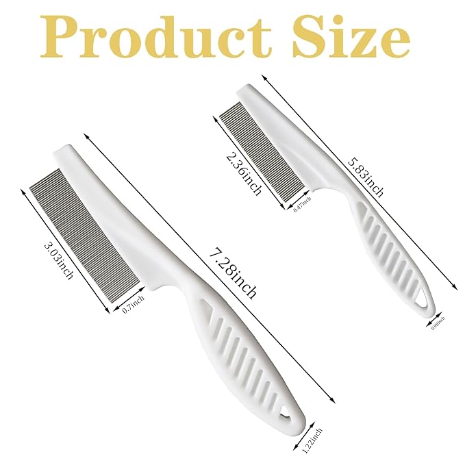 Pet Hair Removal Comb Flea Comb, 2025 New Multifunctional Pet Hair Comb, Pet Grooming Brush Fine Magic Tear Stain Removal Comb, Fine-Tooth Stainless Massage Comb Kit for Cats Dogs (Purple 2pcs)