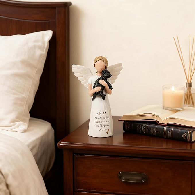 Dog Memorial Sympathy Gift for Loss of Pet, Comforting Bereavement Memorial for Grieving Dog Owners, Hand-Painted Figure，Resin Angel Statues，Garden or Home Memorial Display