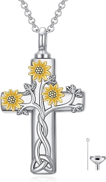 Cross Urn Necklace for Ashes 925 Sterling Silver Cremation Jewelry with Funnel Filler Kit Ashes Necklace for Human Women Girl Pets