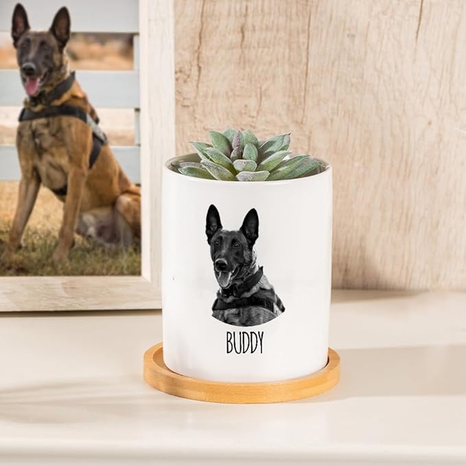 callie Personalized Pet Memorial Gifts Plant Pot with Photo Name Date, Custom Sympathy Gift for Dog Cat Loss, Pet Passing Away Gifts