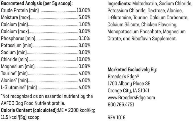 Breeder’s Edge Puppy Lyte, Electrolyte Supplement for Puppies and Nursing Dogs, Supports Hydration, Energy & Recovery, Chicken Soup Flavor, 300g