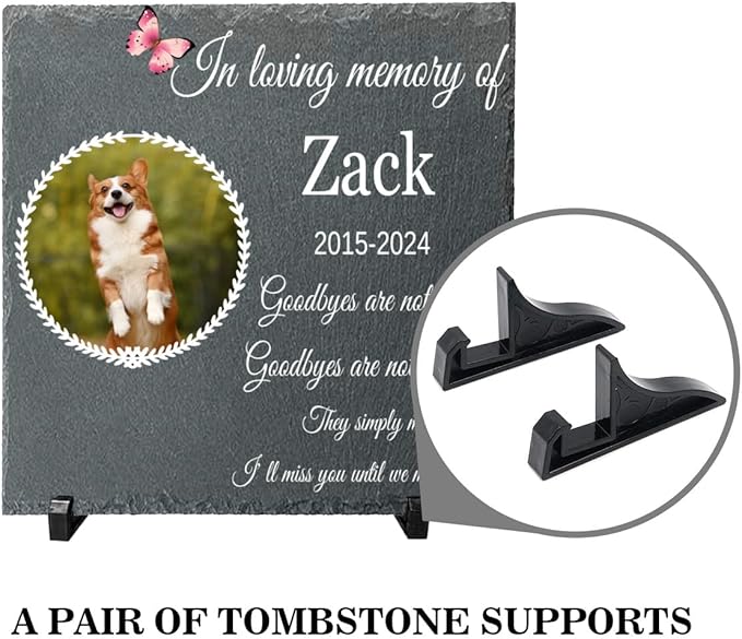Dog Memorial Garden Stones for Outdoors, Pet Memorial Square Stone, Goodbyes are Not Forever, Pet Grave Marker Headstone, Personalized Pet Memorial Gift, Loss of Dog Cat Sympathy Gift