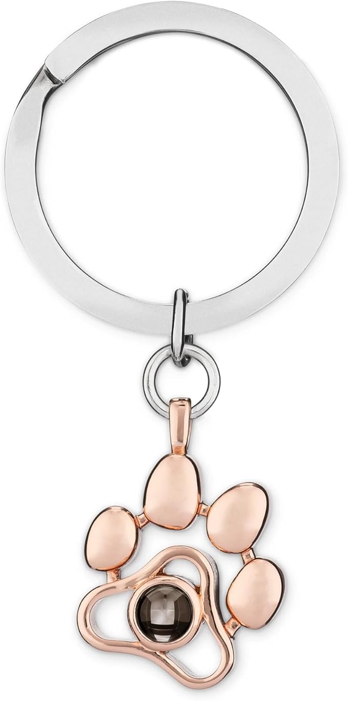Dog Memorial Necklace & Keychain Gifts Personalized Projection Picture Custom Photo for Pet Lover in Memory of Cat