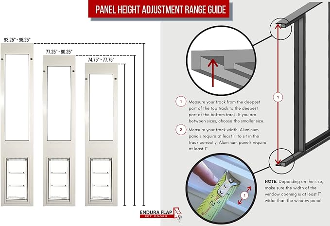 Endura Flap Thermo Panel Pet Door for Sliding Glass Doors | Heavy-Duty Aluminum Frame with Secure Locking Cover | Energy Efficient & Easy Install | White, Small Flap, 77.25"-80.25" Slider Height
