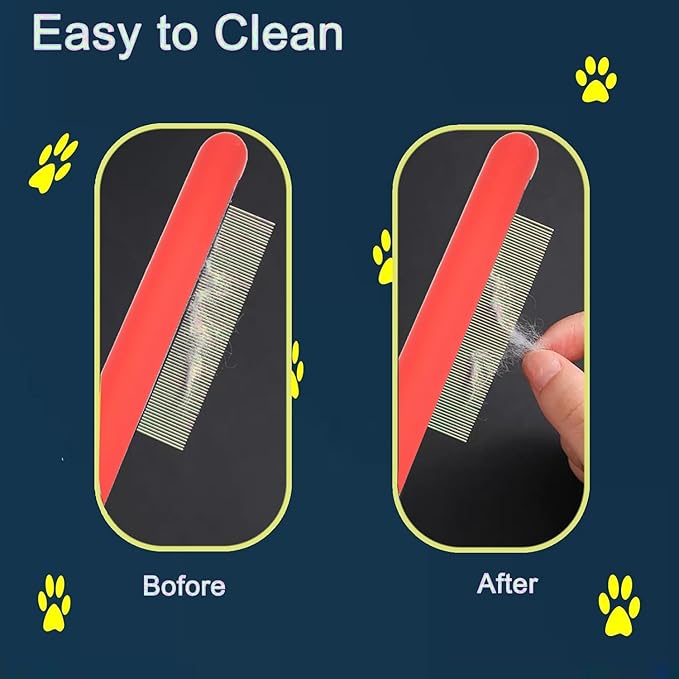 Small Dog Grooming Comb - Perfect for Shih Tzus, Yorkies, and Maltipoos - Ideal Puppy Hair Brushes for Maltese and Small Breeds (Red)
