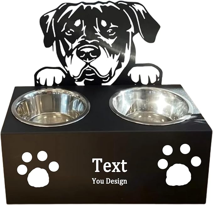 Personalized Dog Food Bowl Holder,Customized with Your Pet'S Name Pet Feeding Supplies Bowl Stainless Steel Dog Food and Water Dishes Gift for Pet Lovers (Rottweiler)