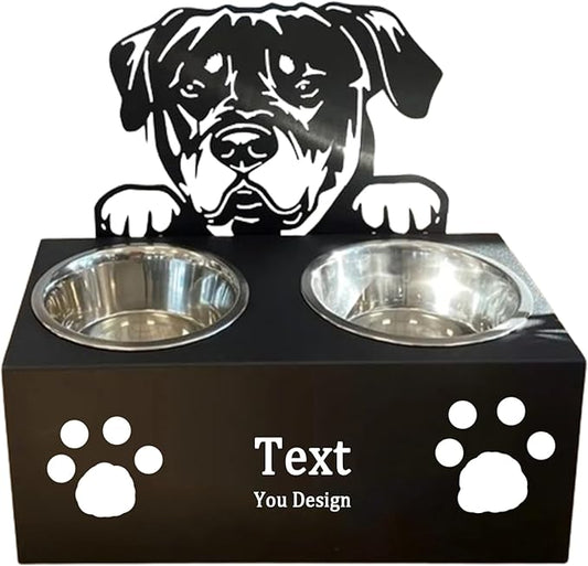 Personalized Dog Food Bowl Holder,Customized with Your Pet'S Name Pet Feeding Supplies Bowl Stainless Steel Dog Food and Water Dishes Gift for Pet Lovers (Rottweiler)