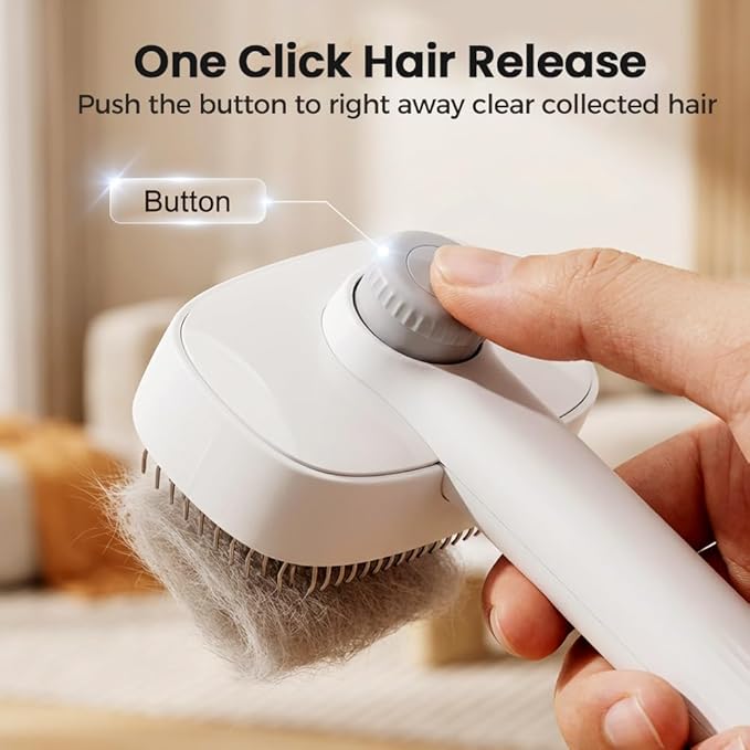 2-in-1 Pet Self-Detangling & Grooming Comb, Cats & Dog Dematting Brush & Undercoat Rake, Gentle Undercoat Rake & Brush for Long or Short Hair, Removes Mats Tangles and Loose Fur (1, Gray)