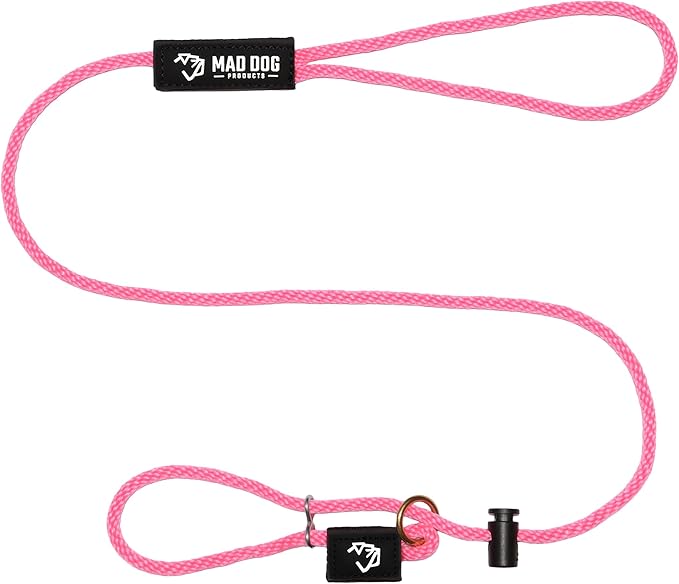 Mad Dog Products Easy Leader Dog Leash 1/4" x 15' Pink Signature Rope - Made in USA