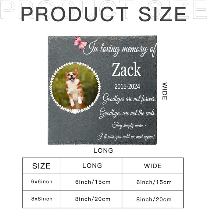 Dog Memorial Garden Stones for Outdoors, Pet Memorial Square Stone, Goodbyes are Not Forever, Pet Grave Marker Headstone, Personalized Pet Memorial Gift, Loss of Dog Cat Sympathy Gift