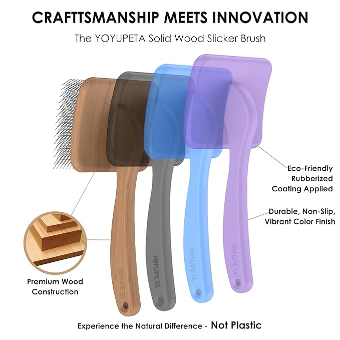Large Slicker Brush for Dogs,Doodle Brush for Poodles, Goldendoodles, Labradoodle, Extra Long Pins for Detangling Matted Fur & Removing Tangle, Dog Grooming Kit with Wooden Handle. Purple