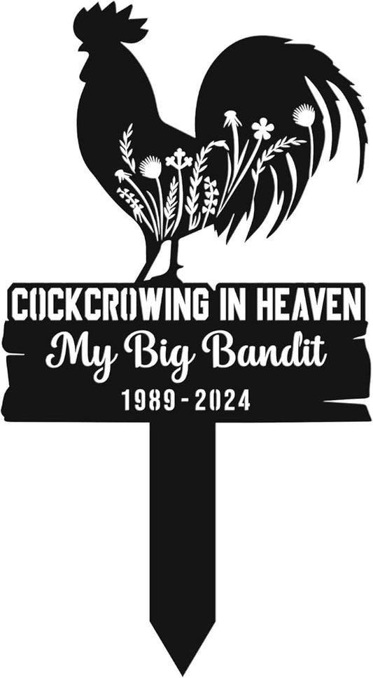 Personalized Chicken Memorial Stake, Rooster Loss Gifts, Pet Grave Marker, Sympathy and Remembrance Metal Stake, Durable Weatherproof Marker, Chicken Loss Memorial Gift