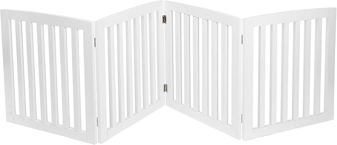 Freestanding Pet Dog Gate, 3-Panel/ 4-Panel Wooden Folding Fence for Hallway,Doorway,Hall,Stair,24 Inch Height Indoor Foldable Dog Fence (White, 4 Panel 24“)