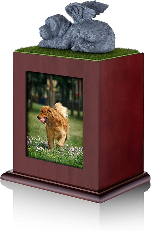 NEWDREAM Pet Cremation Urns pet urns for Large Dogs Ashes Dog Ashes Urn, Box for Dog Ashes, Pet Ashes Photo Box,Ash Box for Dogs, Wood Keepsake Memorial Urns (Dog)