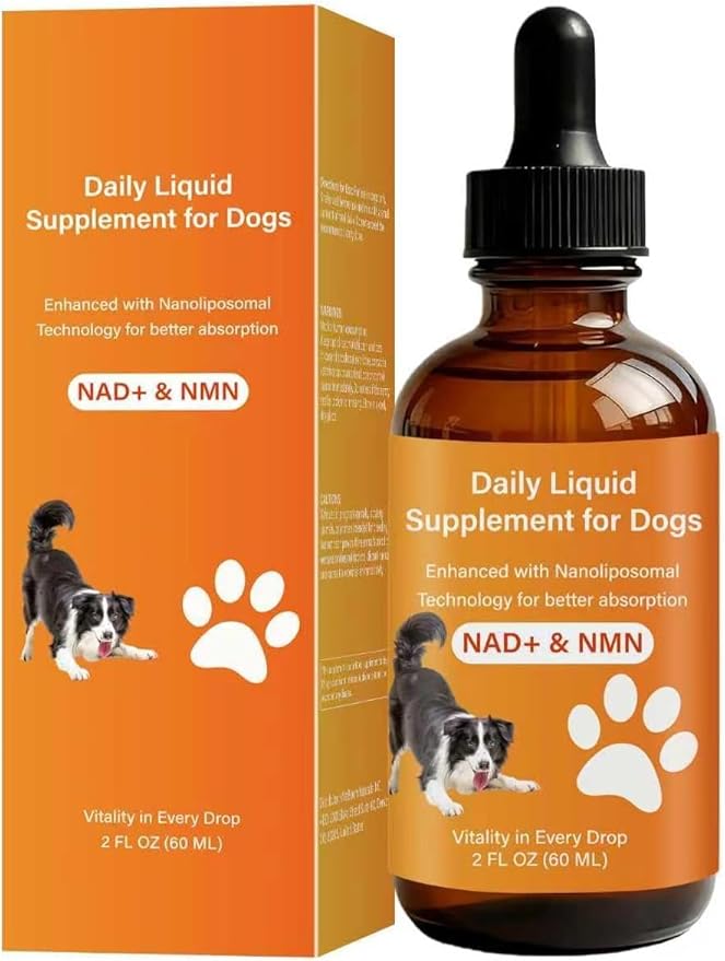 Dog Longevity Supplement with NMN, NAD+, CoQ10 & Resveratrol – Supports Joint Health, Vitality & Healthy Aging – 60-Day Nanoliposomal Drops for Better Absorption