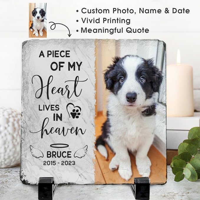 Dog Passing Away Gifts - Pet Memorial Stone - Personalized Square Shaped Pet Memorial Stones for Dogs - Dog Memorial Gifts for Loss of Dog - Cat Memorial Stone