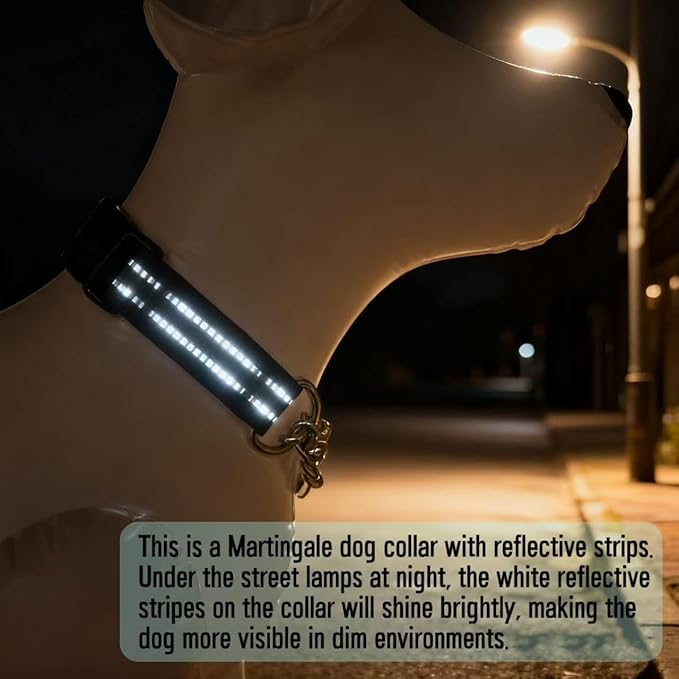 Martingale Dog Collars, Reflective Nylon Collar with Stainless Steel Chain, Adjustable Walking Training Dog Collars with Quick Release Buckle, Suitable for Small Medium Large Dogs(Purple,S)