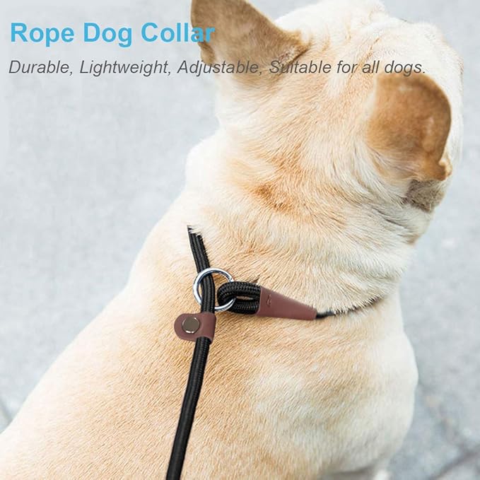 MayPaw Slip Collar Nylon Rope Choke Collar for Dog Training- No Pull Round Martingale Dog Collars for Small Medium Large Dogs (20" x 1/4", Red)