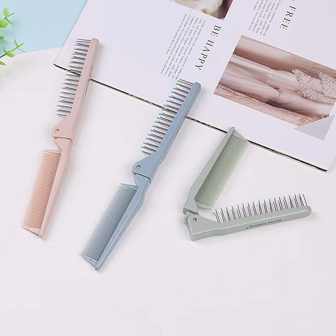 Folding Small Dog Grooming Brush - Perfect for Shih Tzus, Yorkies, and Maltipoos - Ideal Puppy Hair Brushes for Maltese and Small Breeds (Blue)