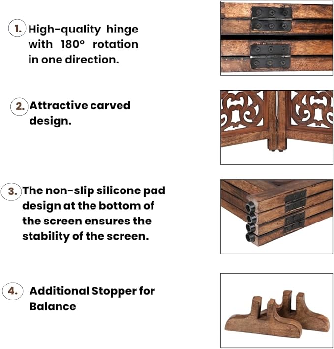 Decorative Wooden Pet Gate, Dog Fence, Cat Gate, Foldable, Adjustable, Portable, Extra-Wide, Wooden Dog Barrier, Free-Standing Puppy Gate 4 Panels for Indoor, Doorways, Stairs-26x52 Inch Burnt Antique