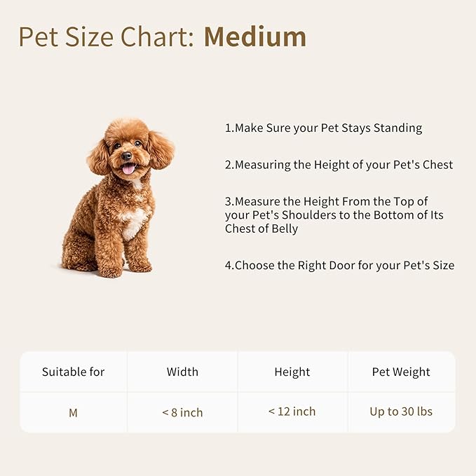 MAVRICFLEX White Frame Dog Door, Plastic Doggy Door with Sliding Lock Panel and Magnetic Hard Flap, Doggie Door for Dogs Up to 30LBS, Medium