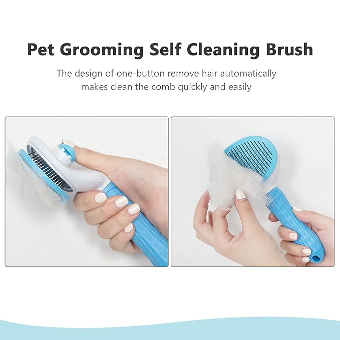 Pet Grooming Brush Dogs Brush Cat Brush Dog Slicker Brush Self ing Brush Pet Shedding Tools Pet Comb for Dogs and Cat Gently Removes Loose Hair