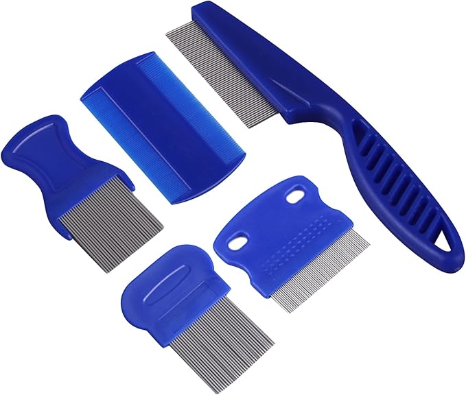 5 Pieces Dog Tear Stain Remover Combs, Pet Grooming Flea Combs, Double Sided Care Comb for Kittens Puppies Removal Crust and Slime(Blue)