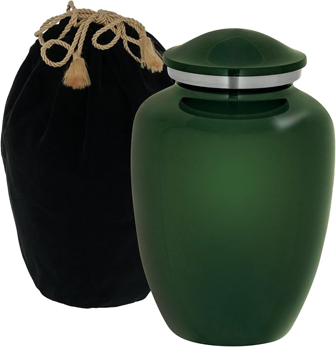 Homage Large Custom Photo Pet Cremation Urn for Pet Ashes - Vase Style Pet Urn - 200 Cubic Inch Capacity -Personalization Included (Emerald Green)