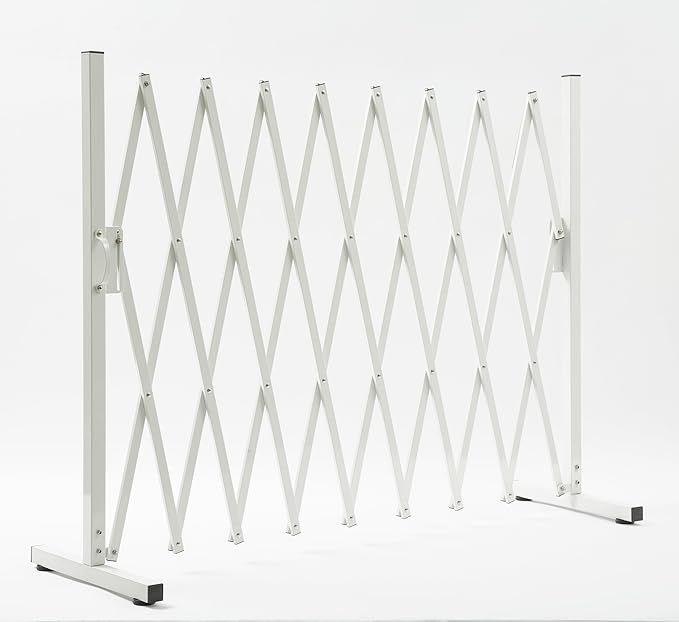 Metal Expandable Dog Gate, 9Feet, Versatile Accordion Safety Barrier, Portable Retractable Barricade, Free Standing Adjustable Pet Fence, Indoor and Outdoor