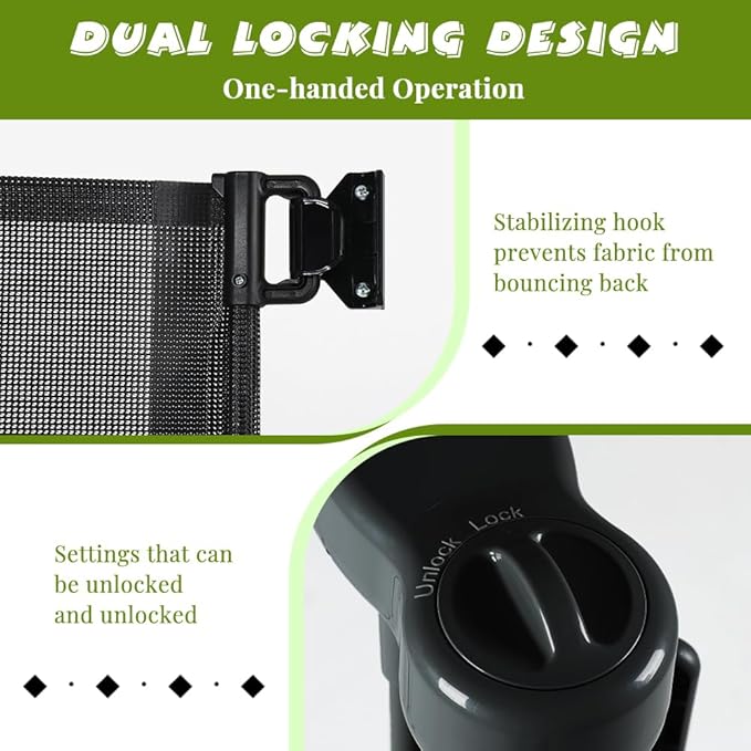 42" Tall Retractable Baby Gates, Extra Wide 118" Retractable Safety Gate with Reinforced Strips, Extra Long Dog Gate for Large Openings & Doorways Mesh Pet Baby Gates Indoor & Outdoor, Black