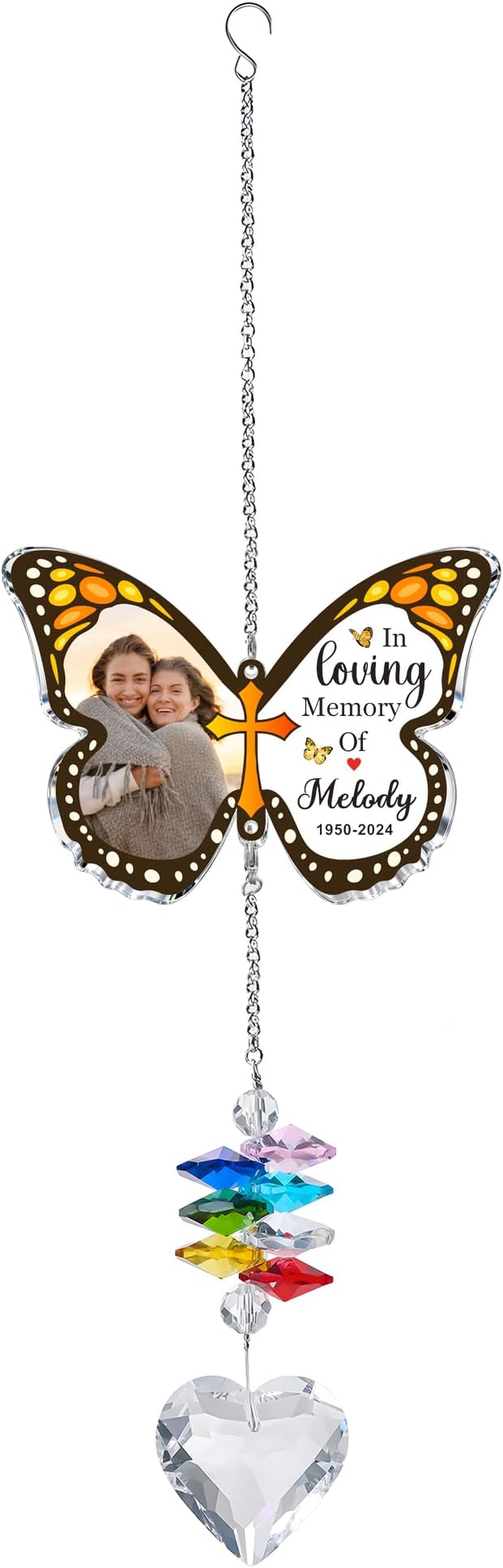 EDSG Personalized Dog Memorial Gifts for Loss of Dog - Pet Sympathy Gifts with Photo, Custom Pet Bereavement Gift, Rainbow Bridge Memorial Suncatcher for Cat (Design 2)