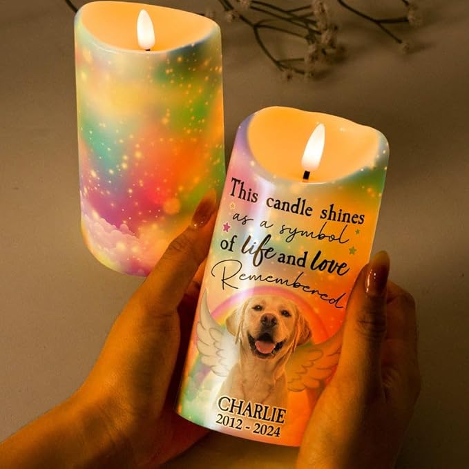 Custom Pet Photo Led Candle Decor Gift for Dog Mom Dog Dad Cat Mom Cat Dad Christmas Remembrance Memorial Sympathy Gifts